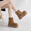 European and American Retro Style Belt Buckle Platform Short Boots Women's 2025 Autumn and Winter New Platform Fashion Trend Fashion Boots