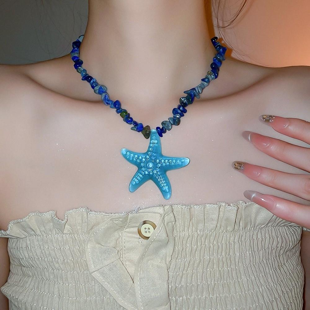 Y2K Accessories Starfish Necklace Pendant Beach Choker Trendy Starfish Clavicle Chain  Girls Gift