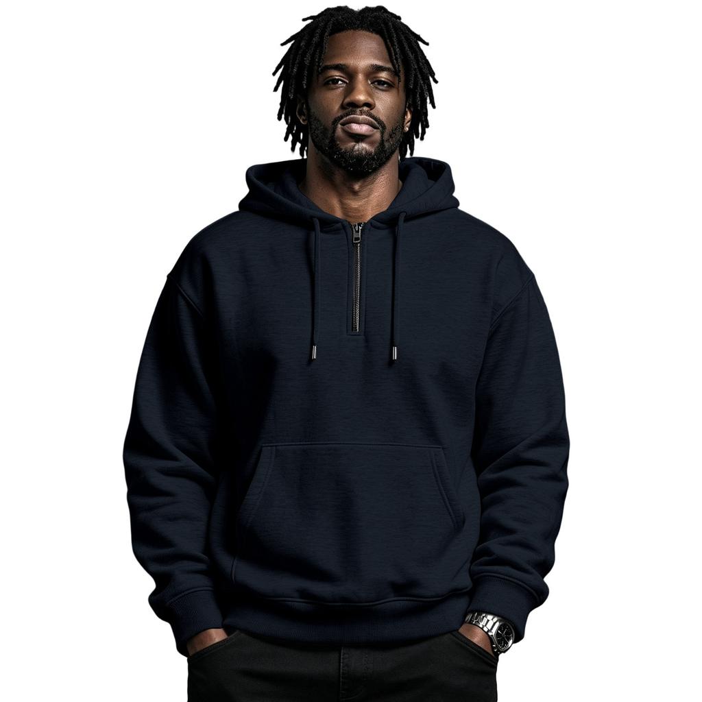 Men S Winter Fleece Hooded Sweatshirt Zipper Casual Loose Fit