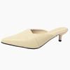 Simple pointed head high heel bag head half slippers women's summer fashion versatile casual wear solid color thin heel cool slippers tide