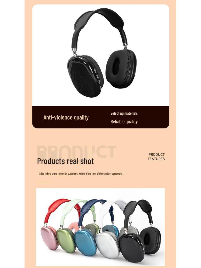 P9 Over-Ear Bluetooth Headphones with Microphone and Large Battery - Perfect for Students