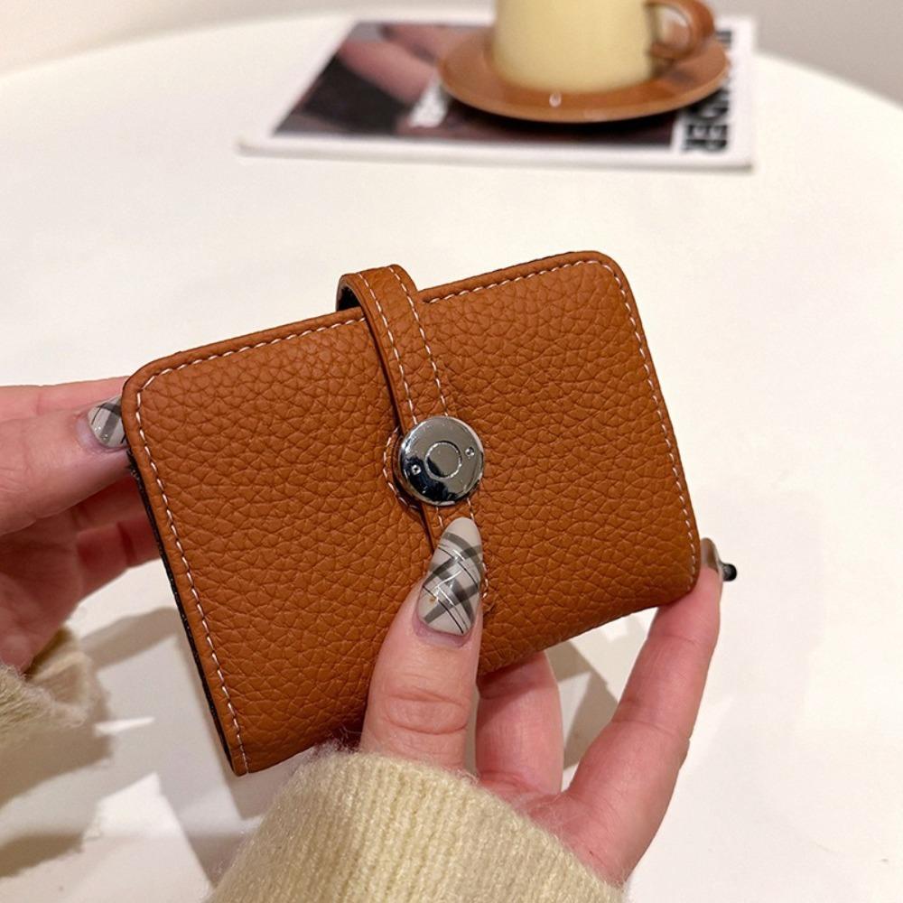 New Vintage Luxury Women Card Holder Small Delicate Ins Minimalist Exquisite Purse Elegant PU Leather Portable Clutch Wallet