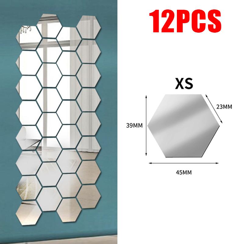 3D Hexagon Mirror Wall Stickers DIY Wall Mirrors Sticker Removable Self Adhesive Aesthetic Mosaic Tiles Decals Home Decoration