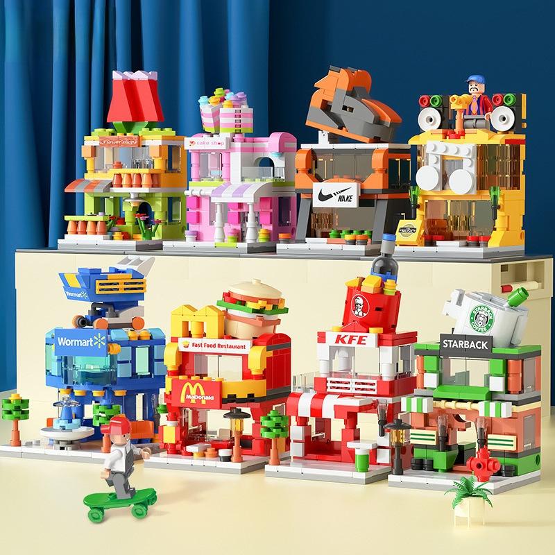 Compatible With Lego Building Block Mini City Building Street View Children'S Educational Enlightenment Assembled Toys Institutional Gifts