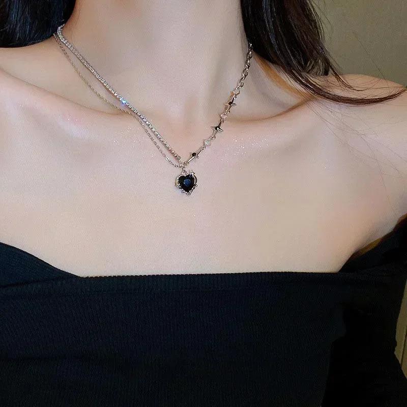 Four Stars Purple Love Necklace for Women with Unique Design High Grade Japanese  Korean Personalized Accessories Cool Trendy