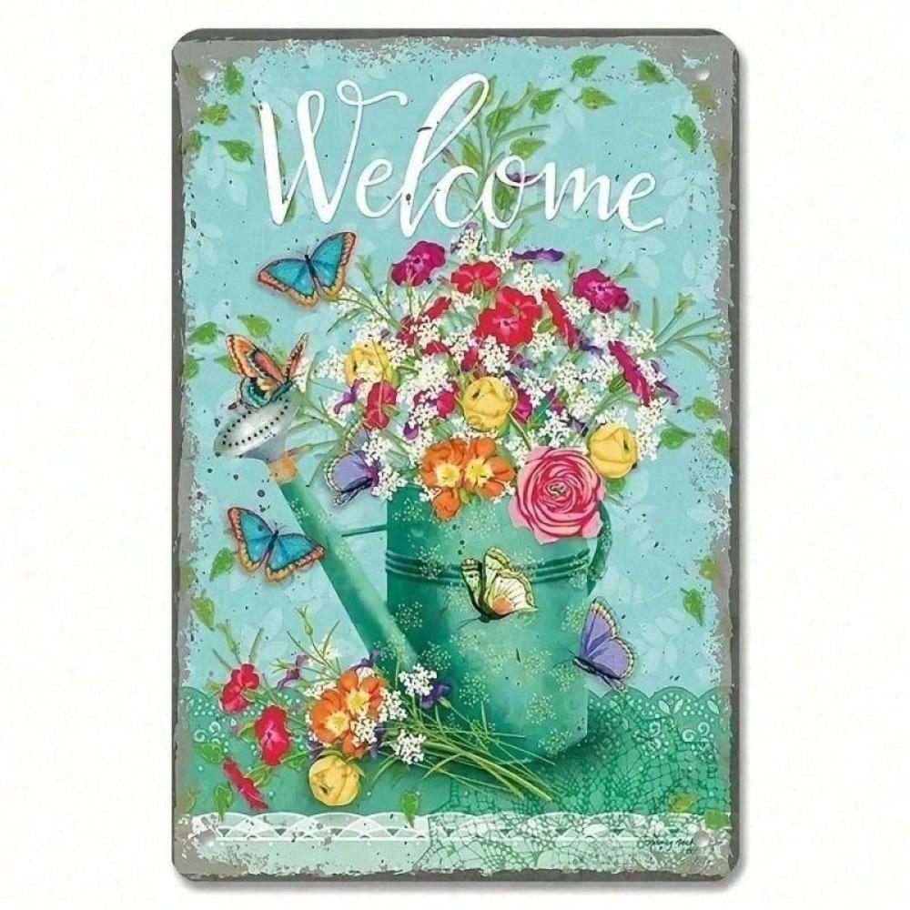 Retro Metal Wall Art Welcome Sign Farmhouse Home Decor