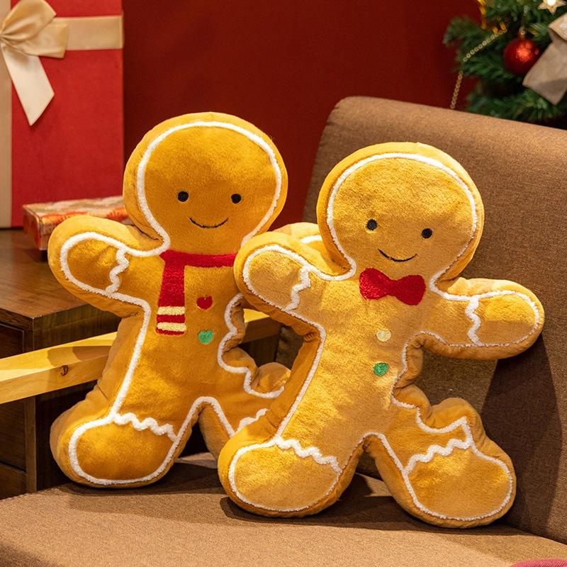 New Christmas Gingerbread Man Plush Toys Cuddly Cartoon Smile Gingerbread Man Pendants Doll Kawaii Home Decor Kids Xmas Gift