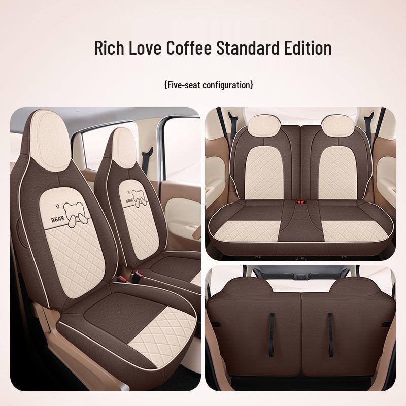 Wuling Hongguang MINIev Seat Covers: Fits 25 Models, 4th-Gen Linen, Four-Door Style, Full Wrap Warm Beige - Custom - Full Linen