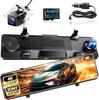 Mirror-Type Dash Cam [4K Ultra High Definition, 12-inch IPS Large Screen, 2026 Evolution Model] Dash Cam with Front and Rear Cameras, WDR & HDR, 170-D