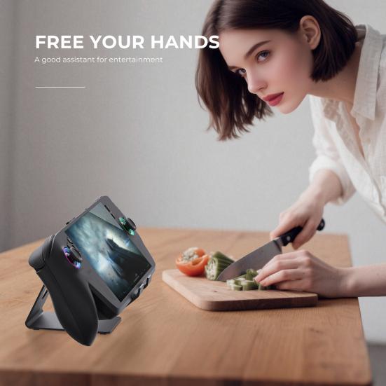Game Console Stand for ROG Ally/X for Switch 2 for Steam Deck Portable Metal Heat Dissipation Desktop Holder with Anti-Slip Silicone Pad Game Console
