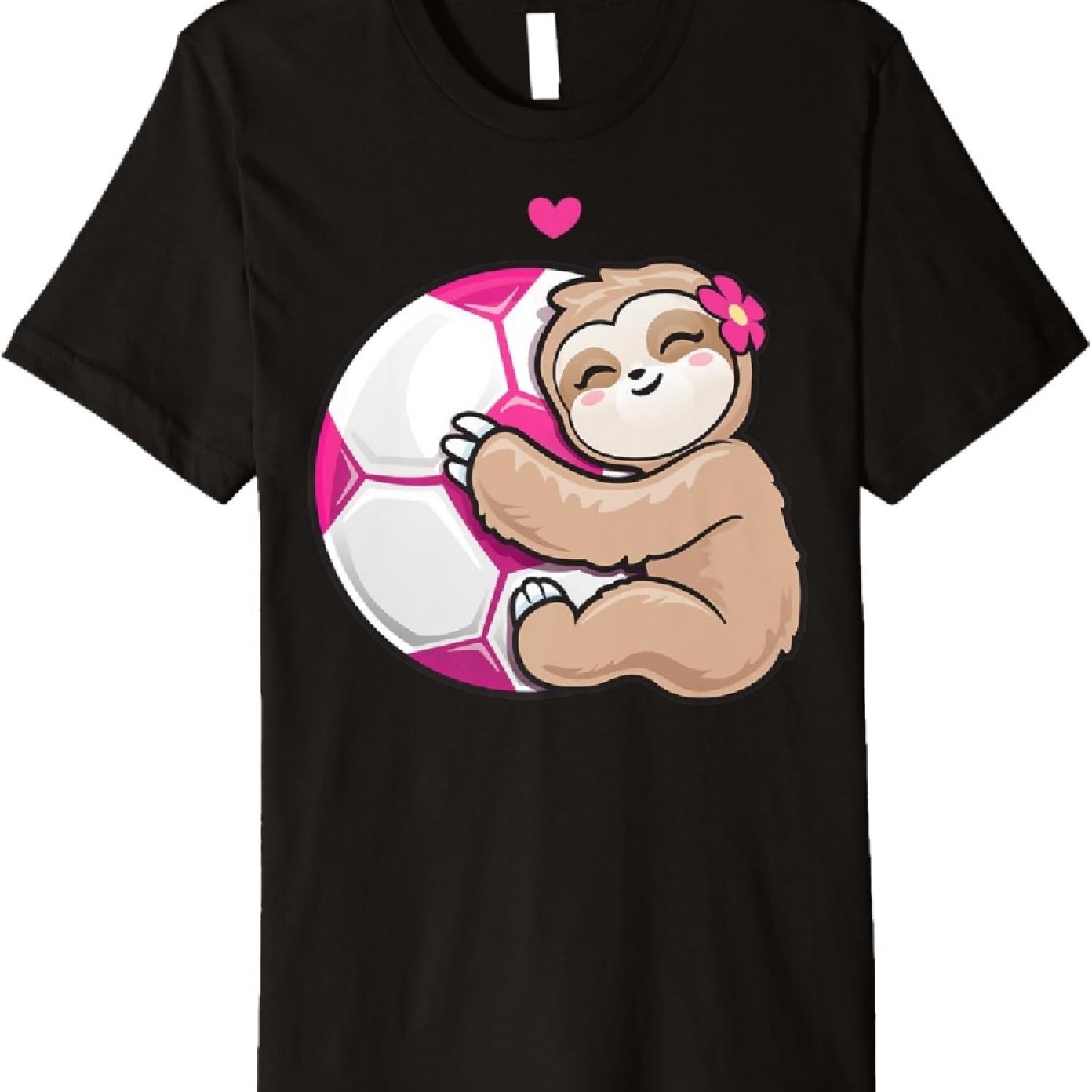 

Женская футболка Premium для мамы футболистки и детей с ленивцем, футболистом XXXXXL чёрный