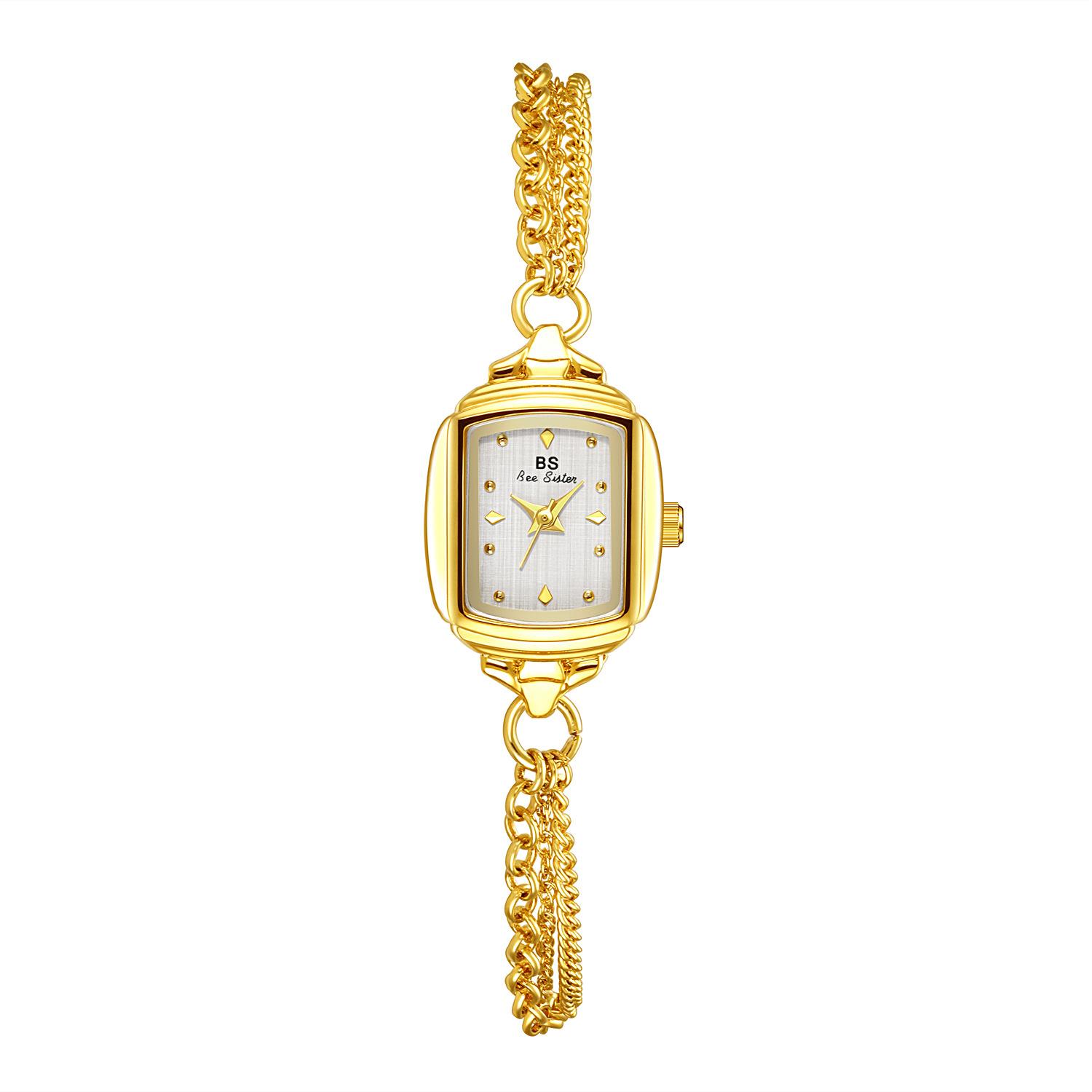

New Female Watches Simple Light Blue Bracelet Small Watch For Women Original Silver Quartz Clock Gift золотий/білий