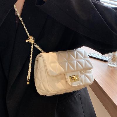 Rhombus Embroidery Thread Small Bag Spring and Summer New Women's Bag Popular Versatile Shoulder Bag Simple Small Square Bag