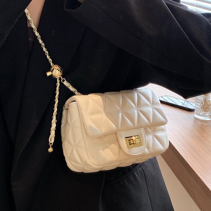 Rhombus embroidery thread small bag spring and summer new women's bag popular versatile shoulder bag simple small square bag