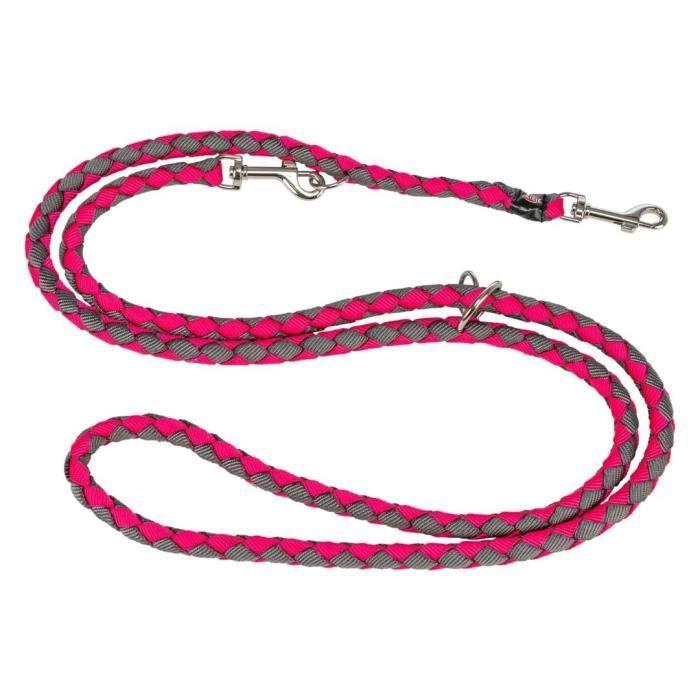 Laisse réglable pour chien TRIXIE Cavo - L–XL: 2m - ø 18 mm - Fushia et gris graphite