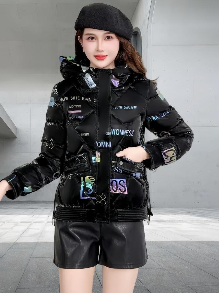 Colorful glossy down cotton-padded jacket for women's short winter new thickened cotton-padded jacket