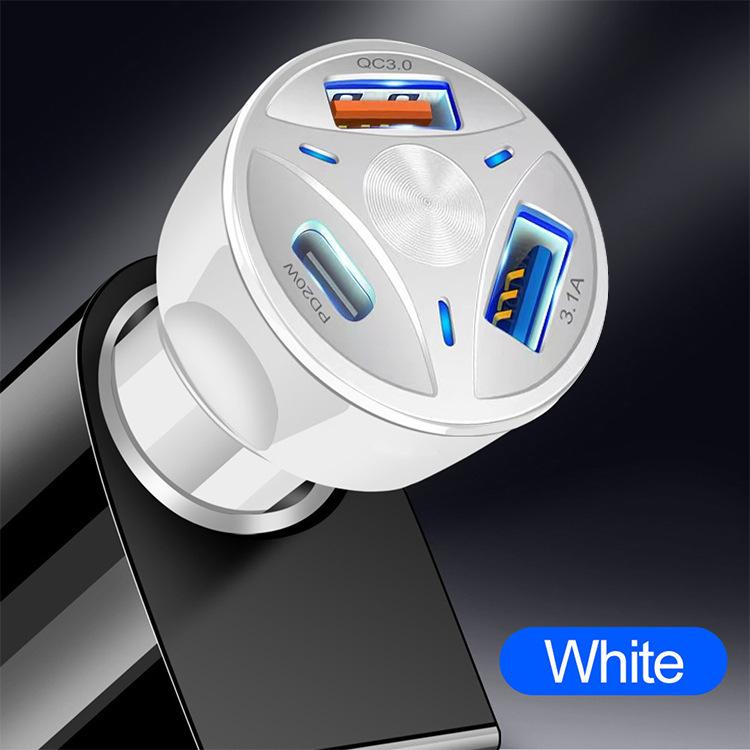 Car Charger Cigarette Lighter Lightning Fast Charging 3 USB Fast Charging PD Three Port Car Charger 12-24V Model Universal
