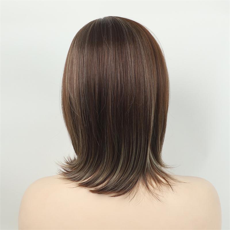 Synthetic Long Straight Hair Wigs for Women Nice Looking Daily Cosplay Halloween Party Use Natural Brown Highlights Wig