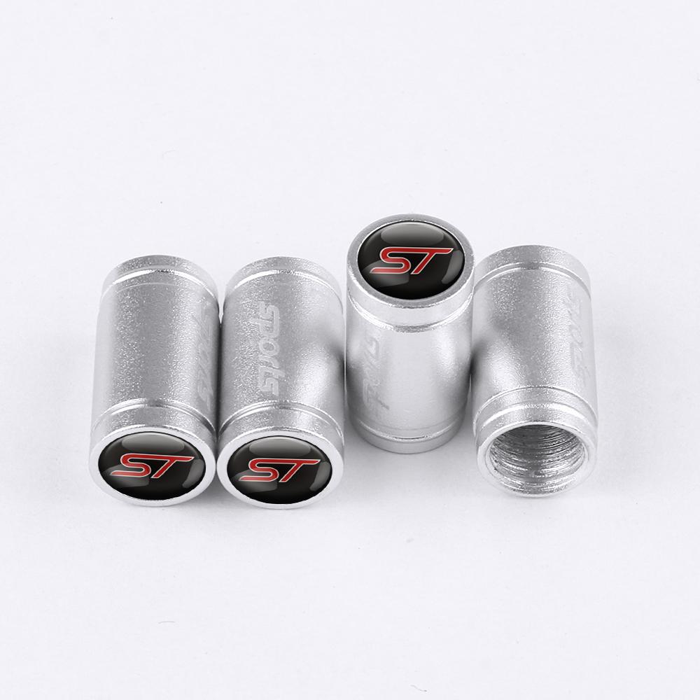 XXUI3 4pcs Car Styling Wheel Tire Valve Cap Air Stem Cover Badge Decoration For Ford Mustang ST Focus Mondeo Fiesta Kuga Accessories