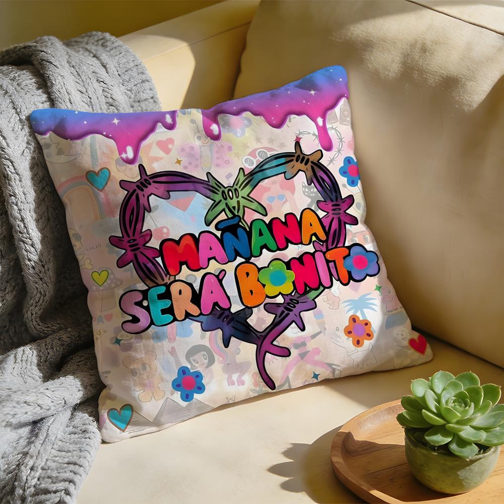 Cushion Cover Washed Linen Soft Breathable Decorative Case Sofa Home Pillow cover Singer KKarol G Funny MManana Sera Bonito