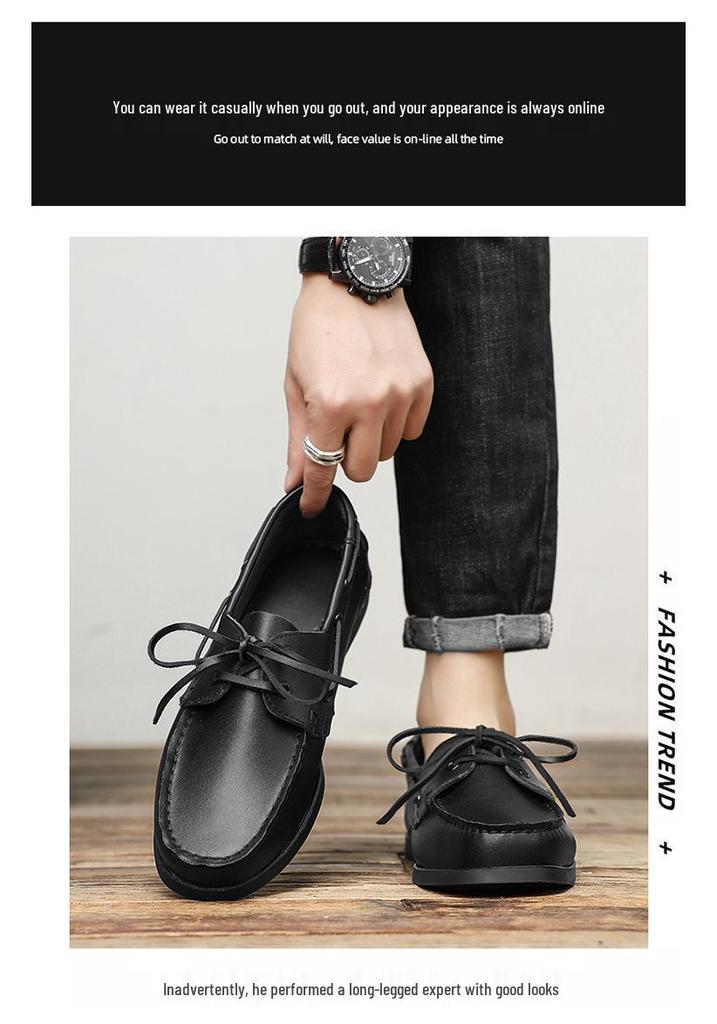 New Men's Non-Slip Leather Driving Loafers - Soft Sole Casual Sailing Shoes