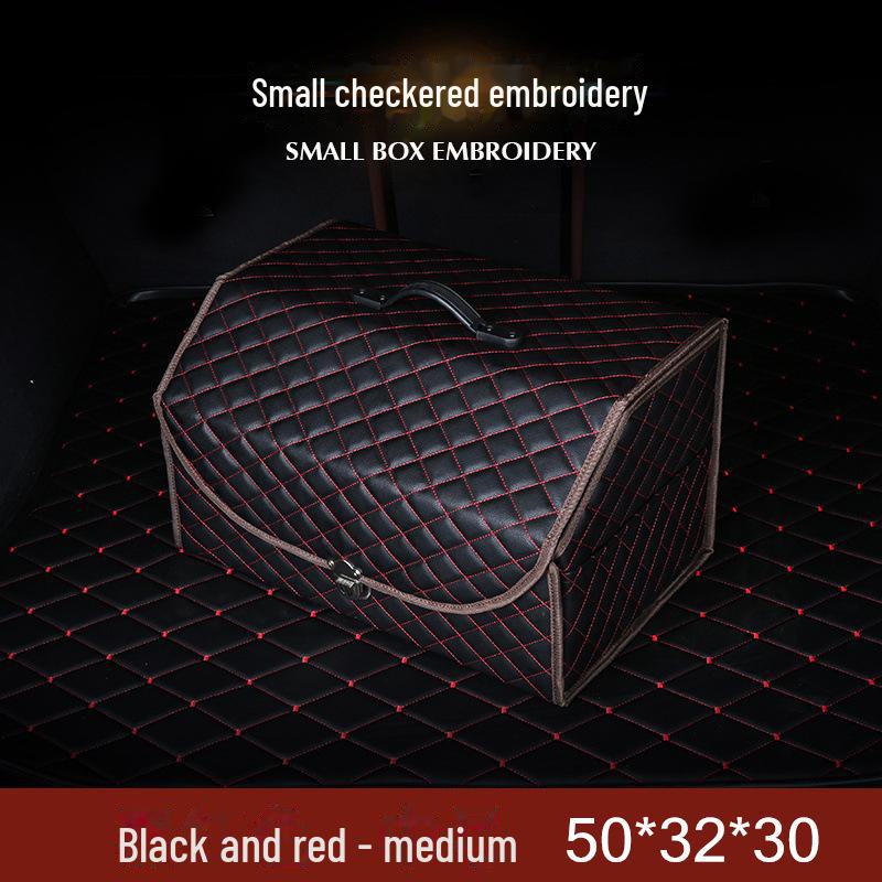 Foldable Leather Car Trunk Storage Box with Detachable Compartments