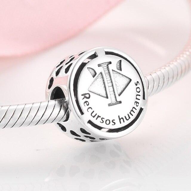 925 Sterling Silver Symbol Doze Sinal De Carreira Beads For Jewelry Making Fit Original European Charm Women Bracelet Necklace