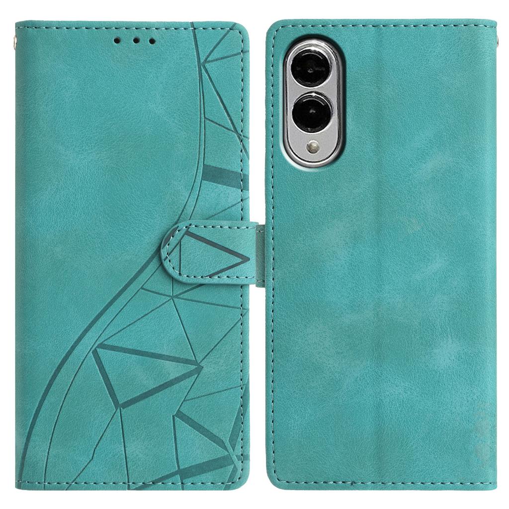 For Samsung Galaxy S25 Edge Case Wallet Stand Imprinted Triangle Pattern Leather Phone Flip Cover