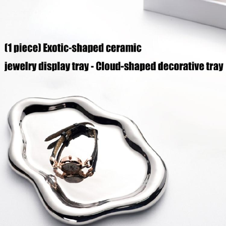 2PCS Artistic Ceramic Trays with Cloud Shape for Modern Home Enhancement and Photo Event Blending Seamlessly Anywhere
