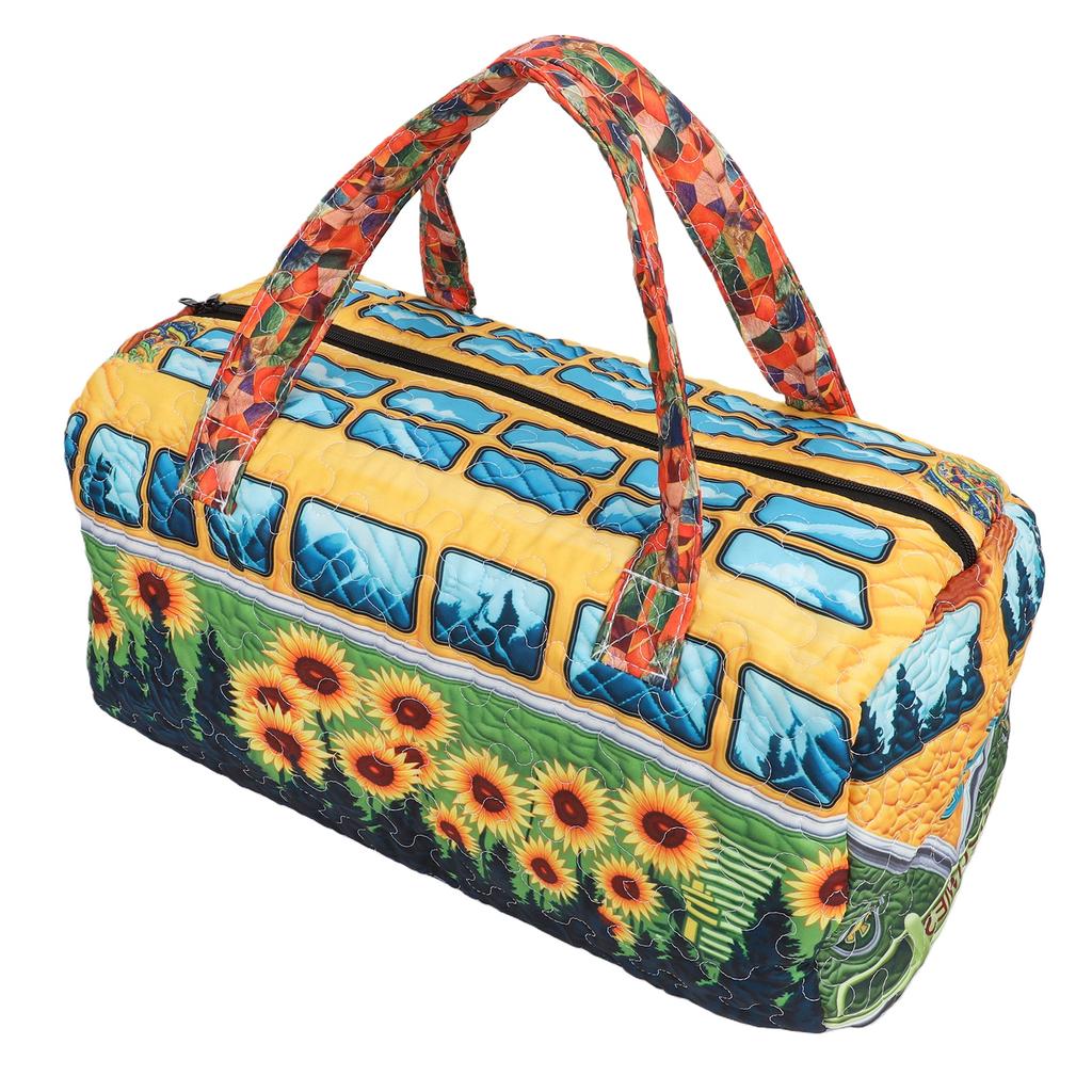 Journey Quilted Duffel Bag Boho Weekender Travel Bag Retro Floral Style for Picnics Camping Family Gatherings