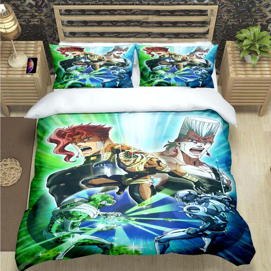 Beliebte Cartoon J-Jojo’S Bizarre Adventureprint Bettwäschesets Bettzubehörset Bettdeckenset Teenager Mädchen Einzelbett Einzelbett Kindergeschenk