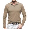 Men's Solid Color Button Lapel Long Sleeve Top Men's Casual Fashion Long Sleeve Top