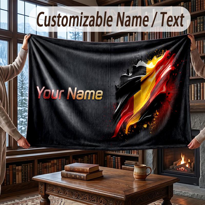 Custom Name Flannel Throw Blanket Germany National Football Team Pattern Warm Home Decoration