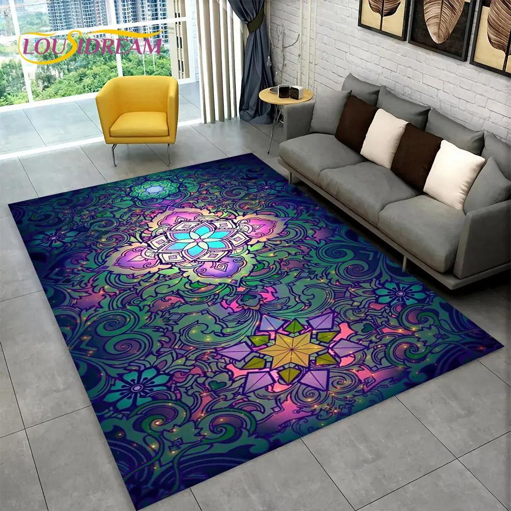 Bohemia Mandala Geometric Area Rug,Carpet Rug for Home Living Room Bedroom Sofa Doormat Kitchen Decor,Kid Non-slip Floor Mats