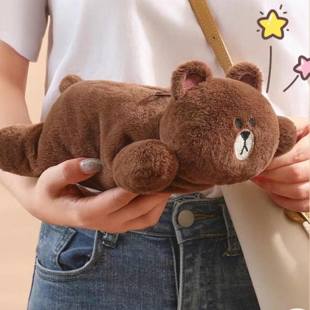 Braunbären-Federmäppchen aus Polyester für Schüler und Kinder zur Aufbewahrung