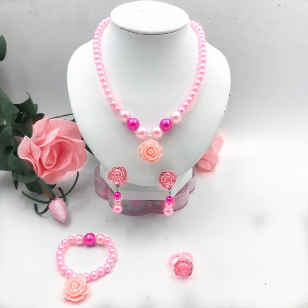 Children 'S Hair Accessories Set Cute Cartoon Jewelry 1set =5pcs Jewelry Accessories Necklace Bracelet Hairpin High Quality