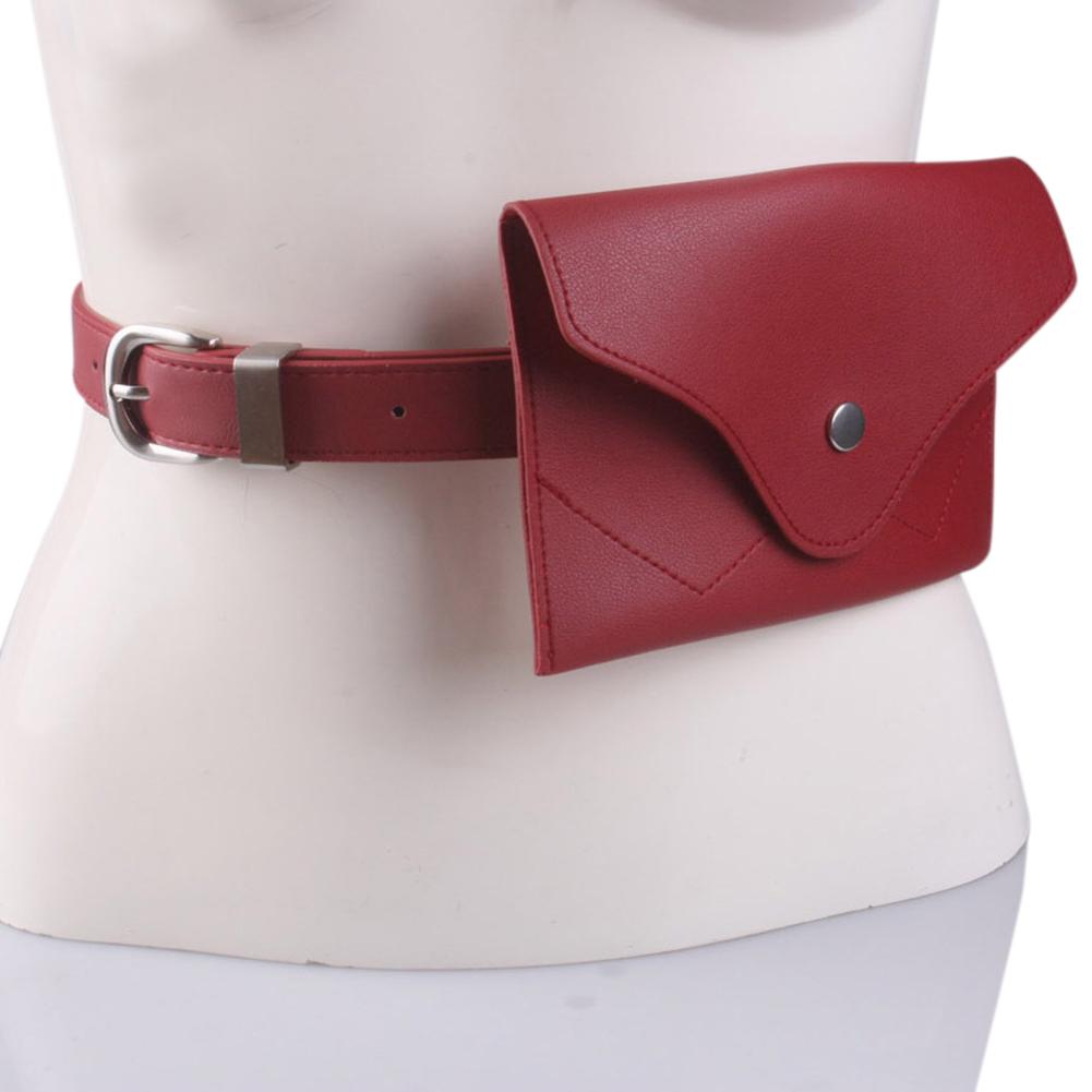 Women Simple Fashion Adjustable Belt Elegant All-match Pin Buckle Waistband with A Mini Bag