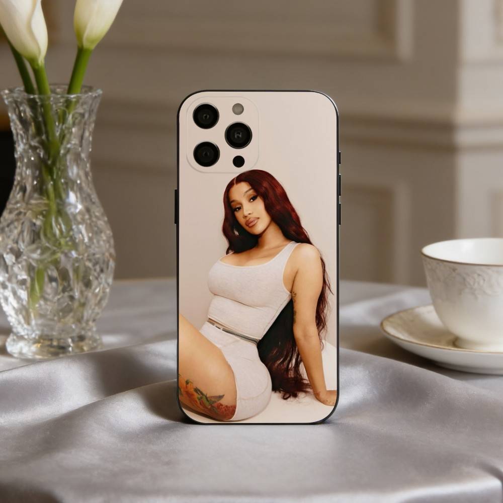 Confident C-Cardi B Singer Phone Case For iPhone 17pro,16,15,14,13,12,11 Plus,Pro Max,XS,Soft Silicone Black Cover