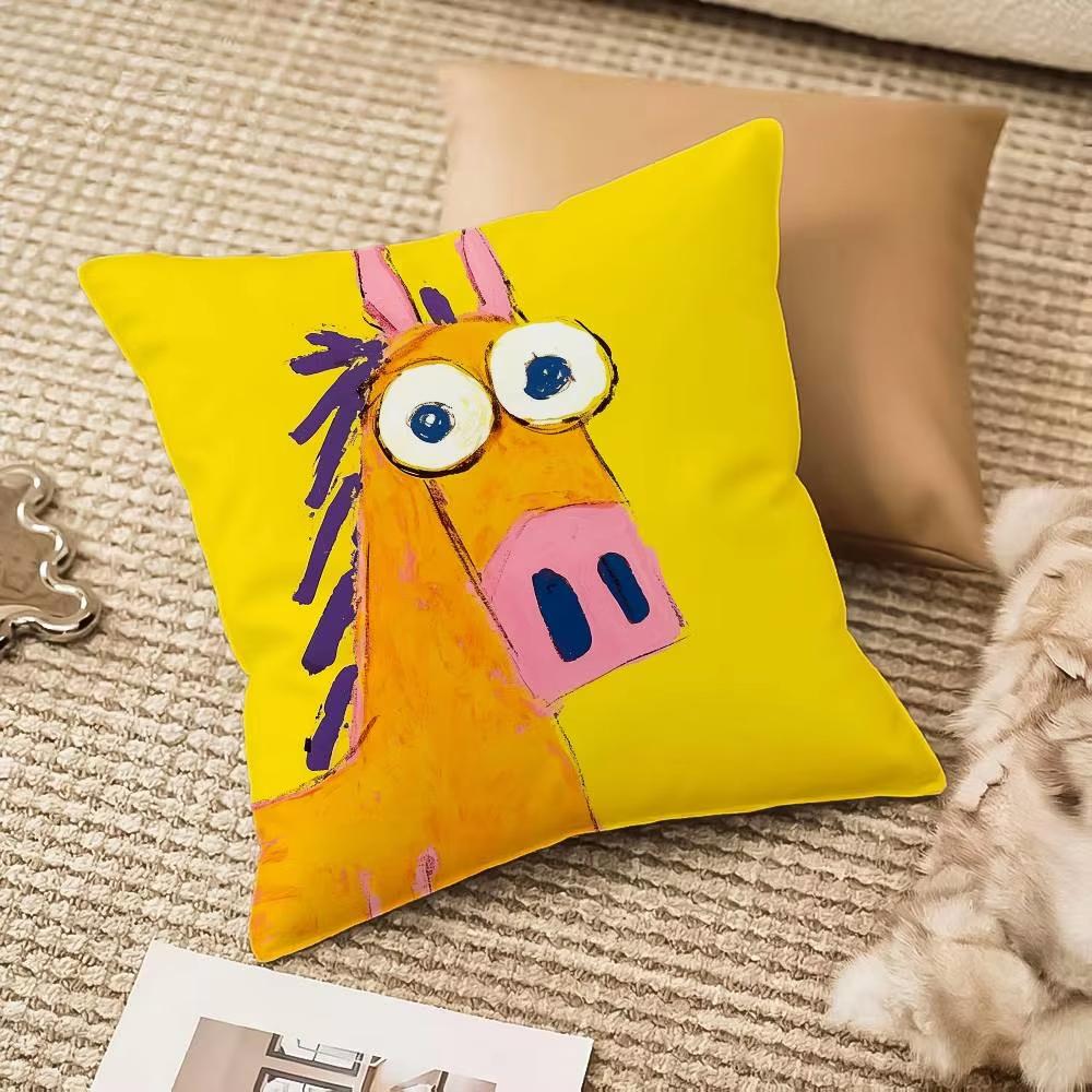 Soft Animals Pillow Case AntiDustmite Plush Cushion Cover with Hidden Zipper for Living Room Sofa Bedroom