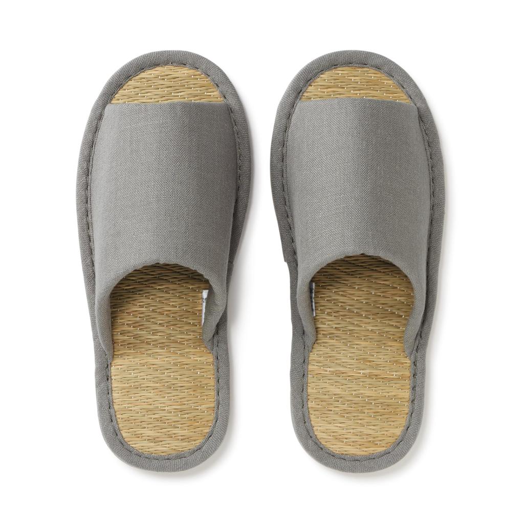 MUJI Igusa Open Size 84774522 Slippers, Front, Gray, 23.5 Cm,