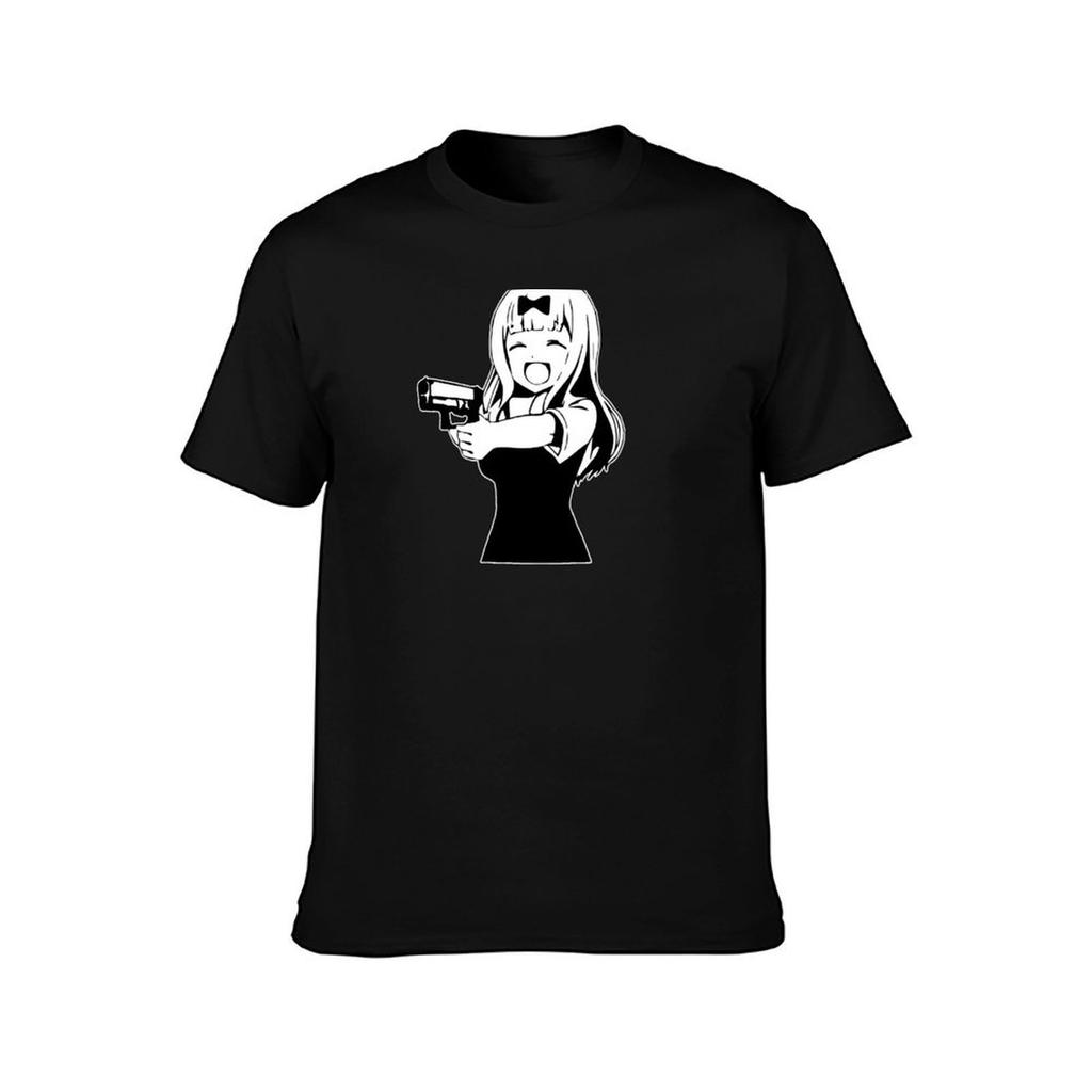 Chika fujiwara holds a gun anime girl with a gun TShirt man t shirts high quality luxury brand printed t shirts for man TShirt