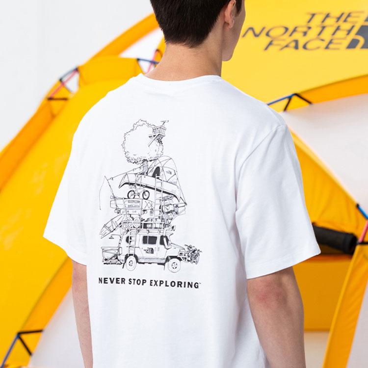 THE NORTH FACE Camping T-Shirts Unisex White Crew Neck Moderate Straight Fit NF0A7QRL-FN4