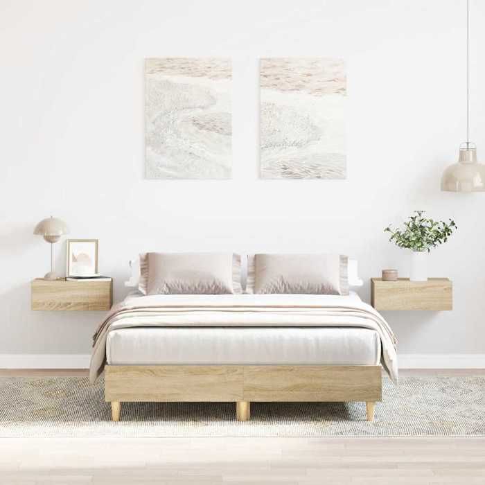 VidaXL Cadre de lit sans matelas chêne sonoma 140x190 cm, meuble de chambre à coucher, sommier, lit double, lit, châlit, lit 861059