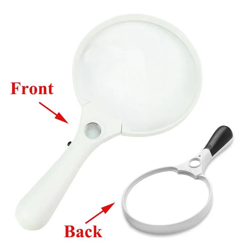 Magnifying Glass with Light 137mm Large Loupe Lens 2X 4X 25X LED Illuminated Handheld Magnifier for Seniors Reading Stamps Map