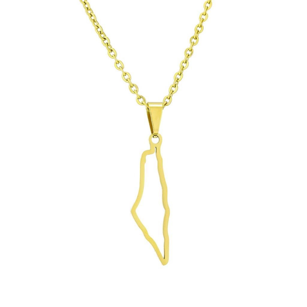 Collana Ciondolo Mappa Israele Palestina Gioielli in Acciaio Inossidabile Regalo per Donne Uomini