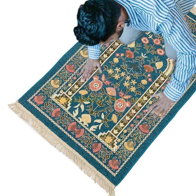 Muslim Prayer Rug Thick Islamic Chenille Praying Mat Floral Woven Tassel Blanket Top Sale