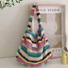Bunte gestrickte Damen-Umhängetasche Süße Vintage-Damen-Einkaufstaschen Große Kapazität Wolle Regenbogen Damen-Reise-Tote-Handtaschen