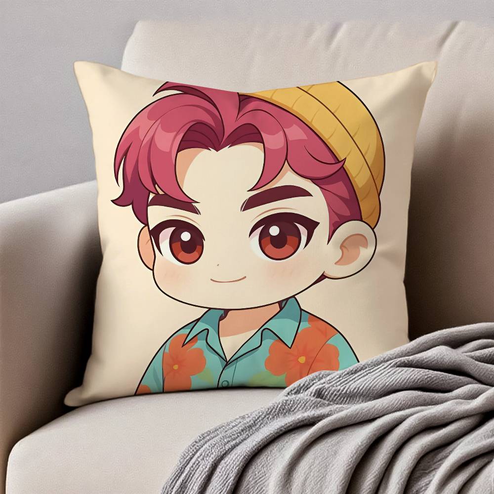 Movie S-Sajas B-Boys Pillow Case Anti-Dustmite Pillowcase Invisible Zipper Silky Short Plush Sofa Cushion Cover