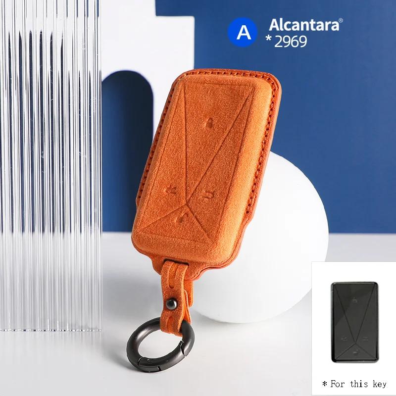 Interior Mouldings Alcantara Suede Car Remote Smart Key Case Cover Shell For Avatr Avita 11 12 Protector Keyless Keychain Access