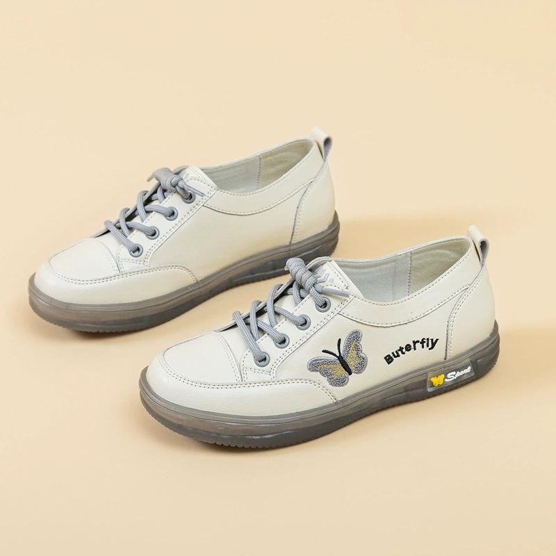 GKTINOO Women Sneakers 2025 Spring New Genuine Leather Loafers Women Casual Lace-up Women's Nurse Shoes Big Size